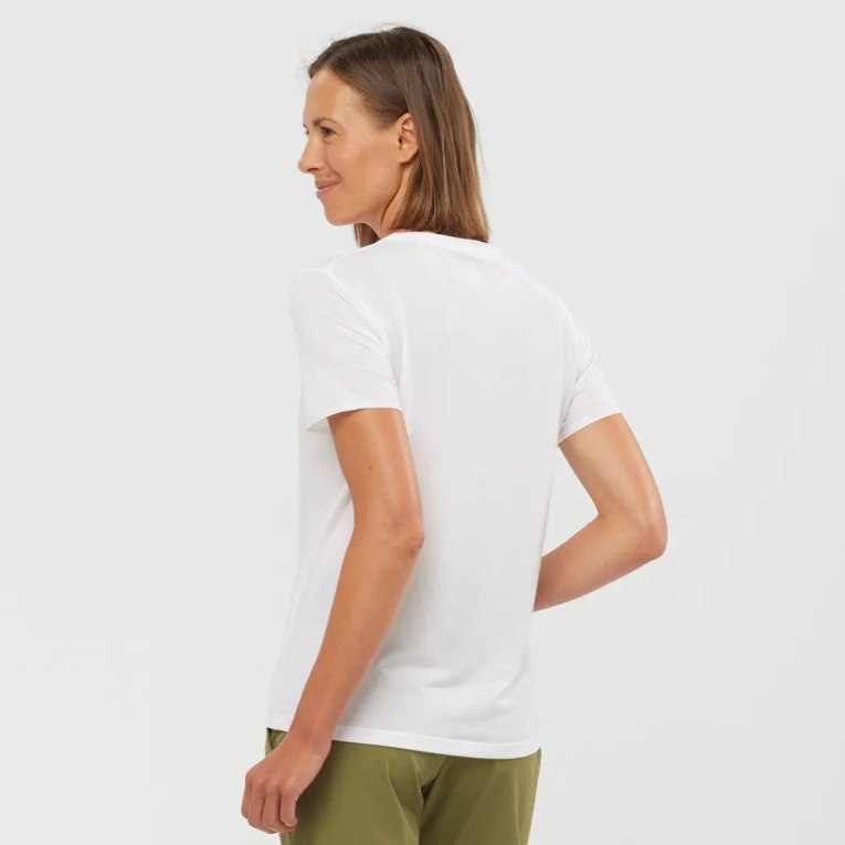 Camiseta Salomon Essential Tencel Corta Sleeve Mujer Blancos | MX PEKY329